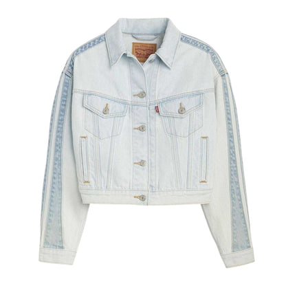 Blue - Front - Levis Womens-Ladies Striped Cotton Denim Trucker Jacket