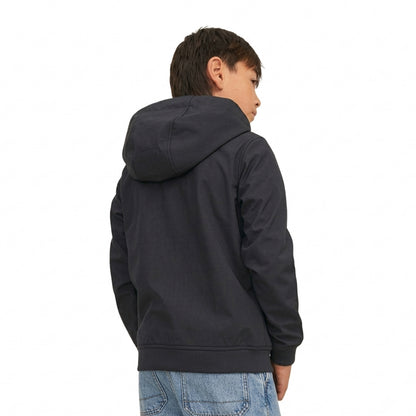 Black - Back - Jack And Jones Boys Hooded Soft Shell Jacket