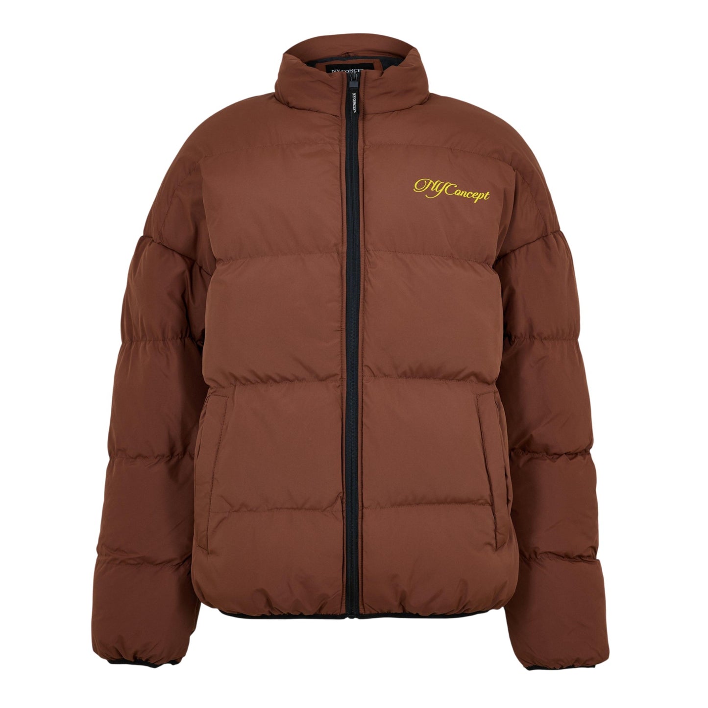 Brown - Front - NYC Mens Heavyweight Regular Puffer Jacket