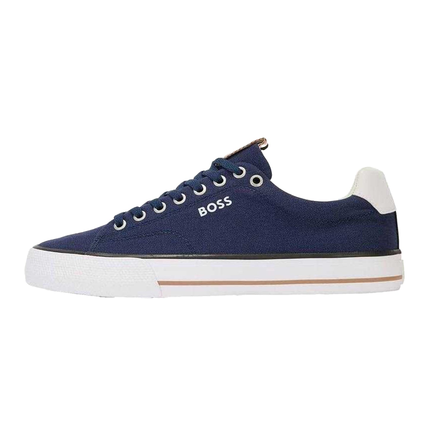 Dark Blue - Side - Boss Mens Aiden Leather Tennis Trainers