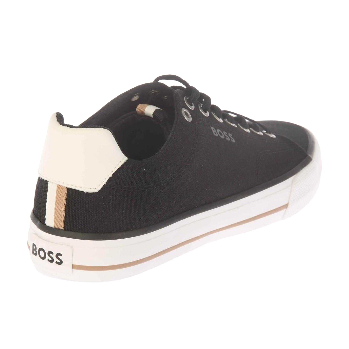 Black - Back - Boss Mens Aiden Leather Tennis Trainers