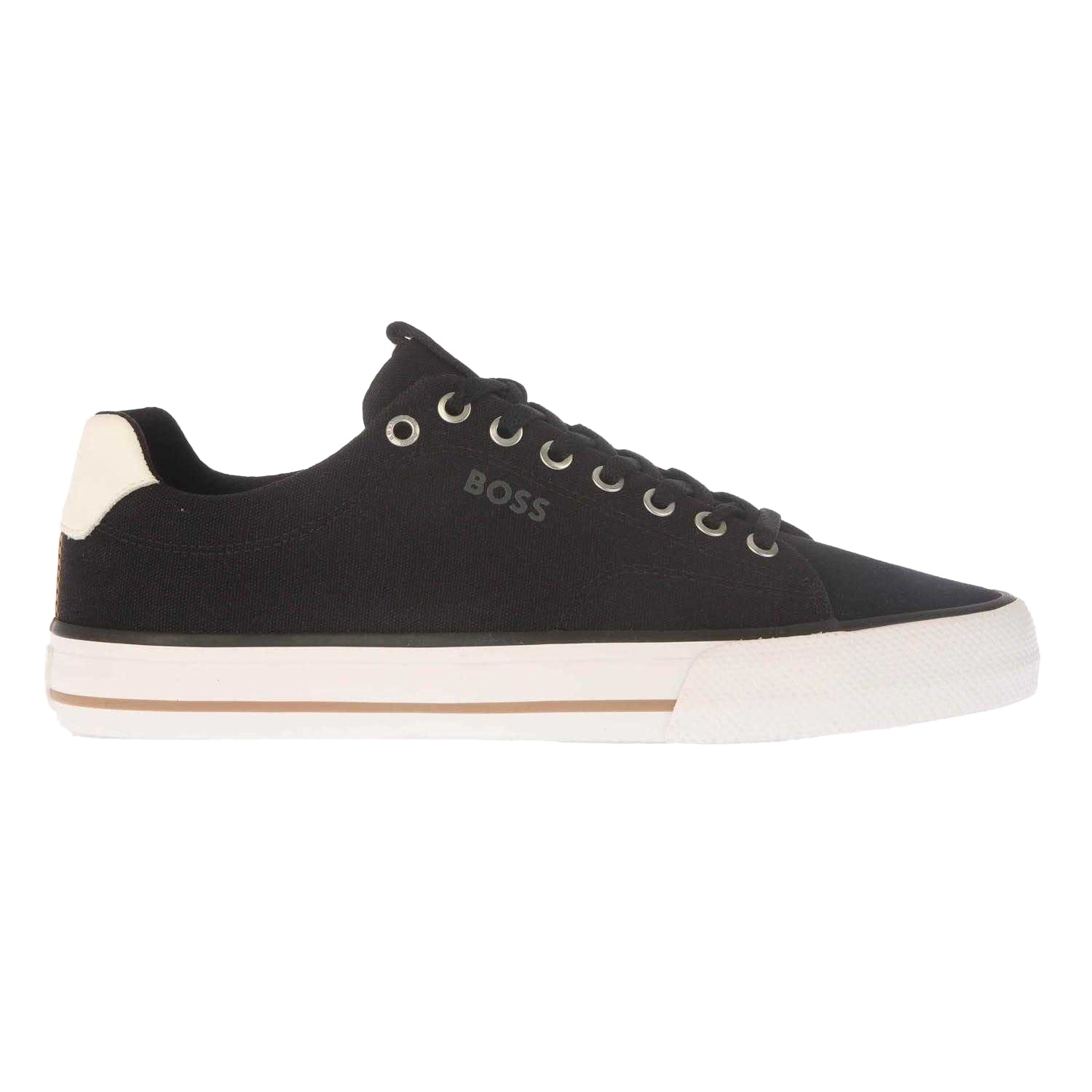 Black - Side - Boss Mens Aiden Leather Tennis Trainers