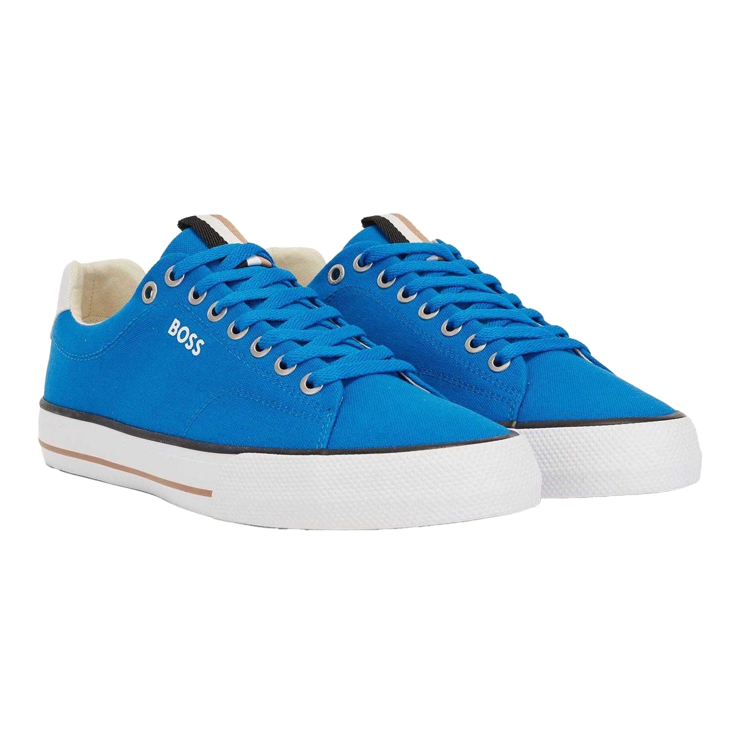 Blue - Front - Boss Mens Aiden Leather Tennis Trainers