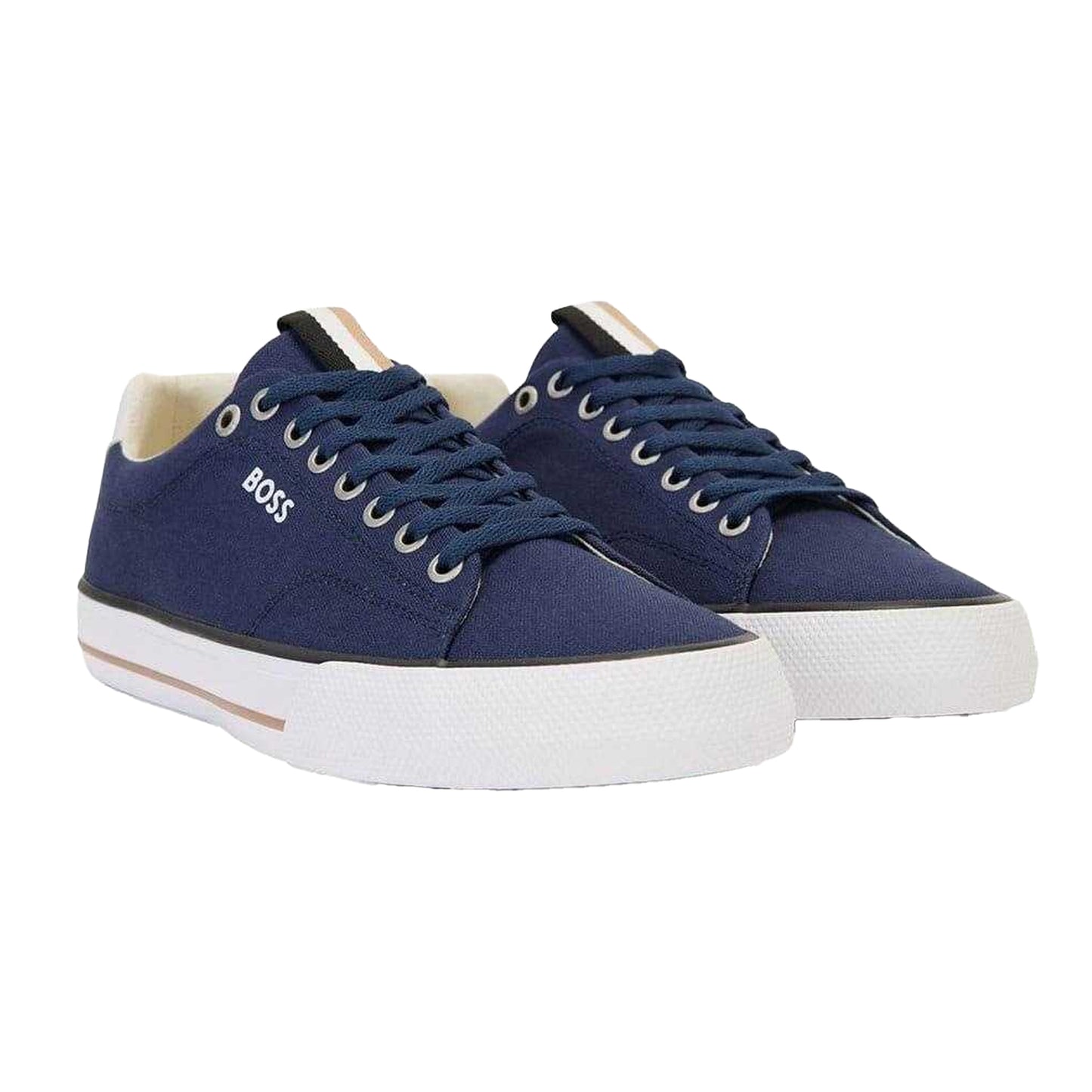 Dark Blue - Front - Boss Mens Aiden Leather Tennis Trainers