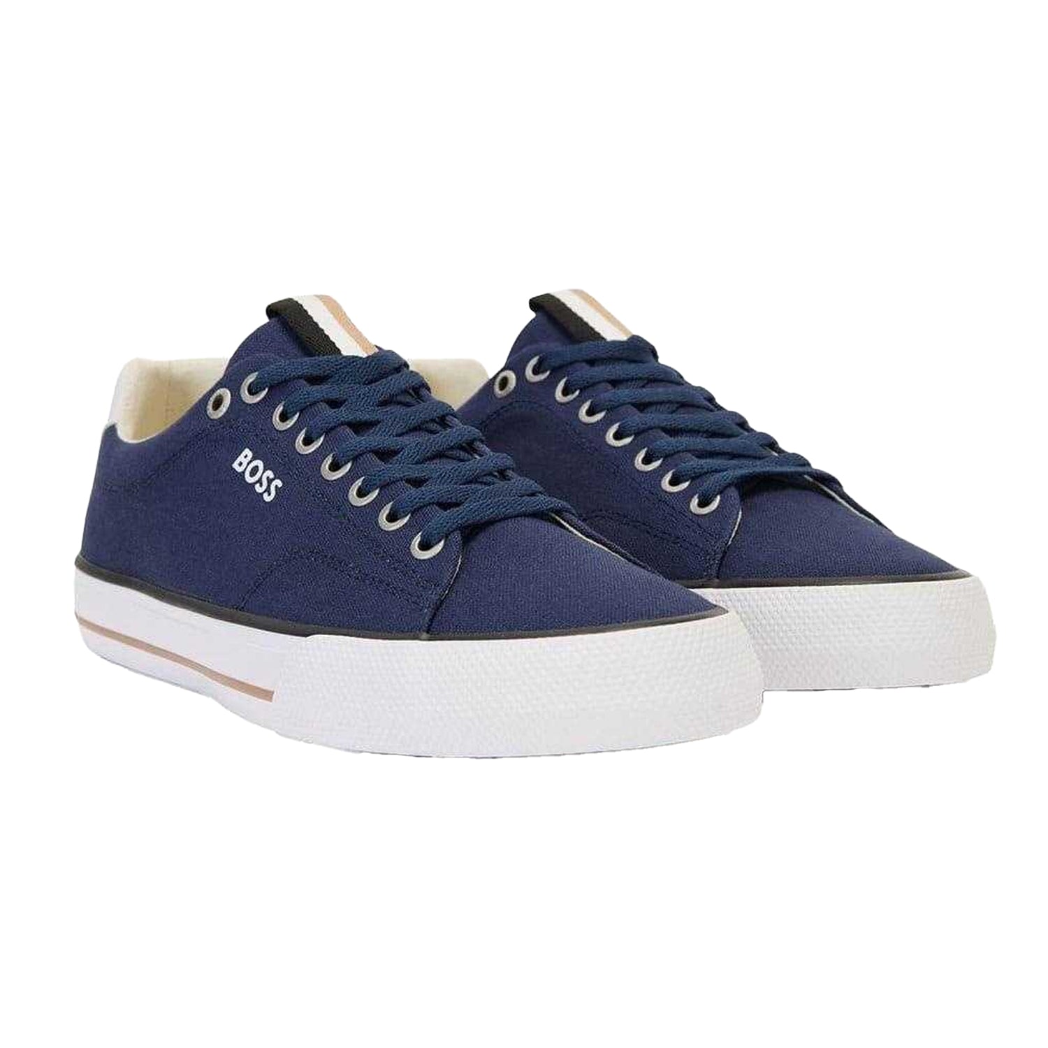 Dark Blue - Front - Boss Mens Aiden Leather Tennis Trainers