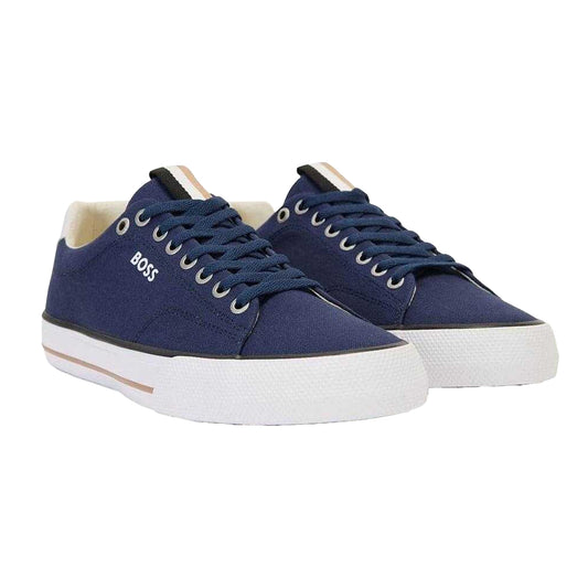 Dark Blue - Front - Boss Mens Aiden Leather Tennis Trainers