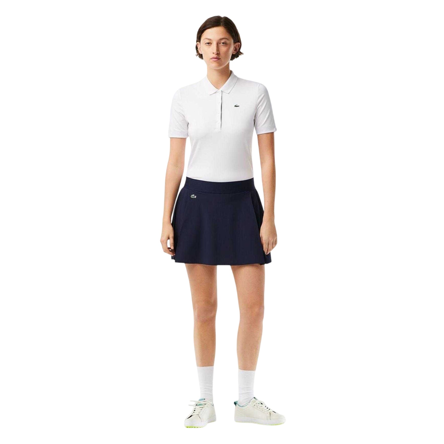 Navy - Side - Lacoste Womens-Ladies Logo Skort