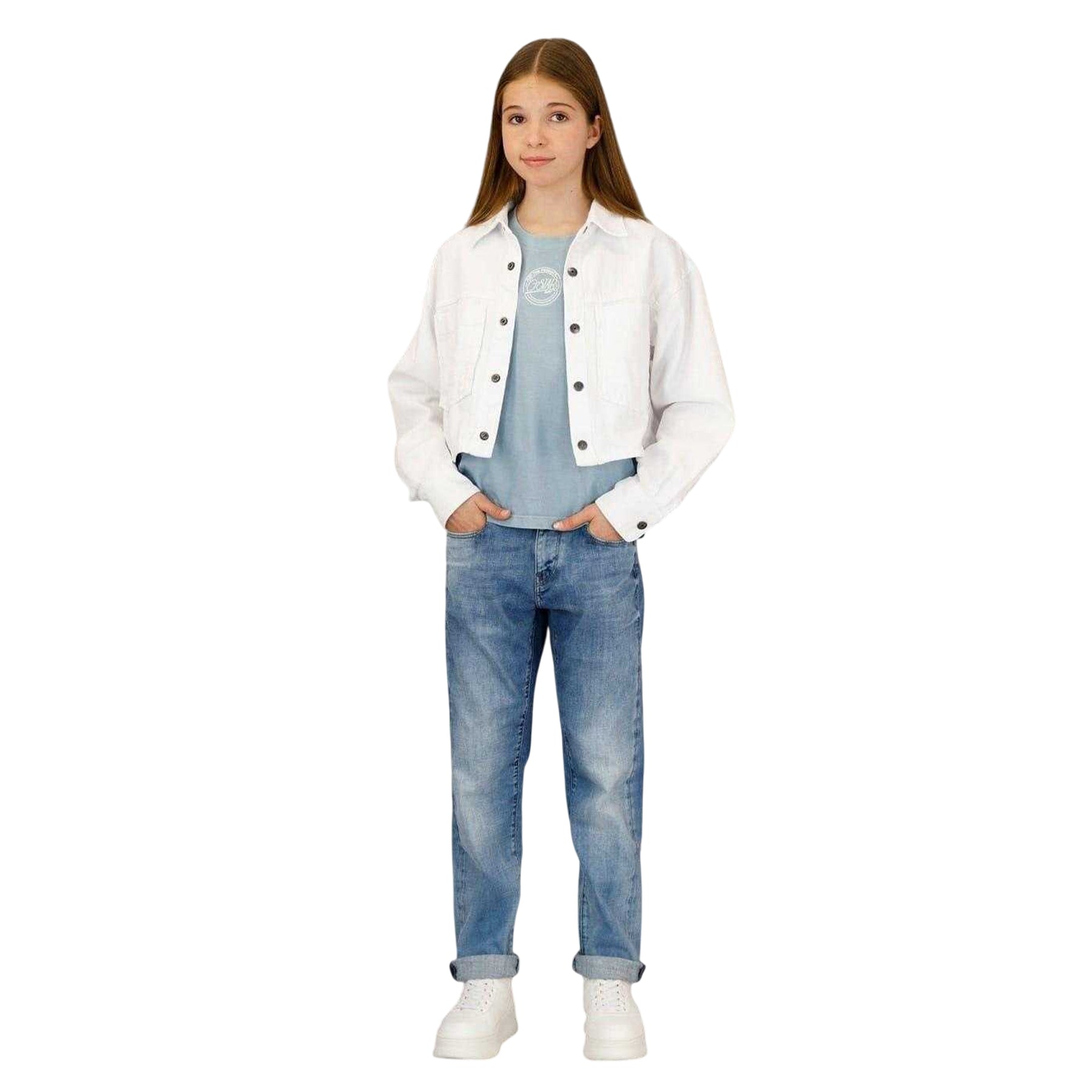 White - Lifestyle - G-Star Girls Denim Cropped Jacket