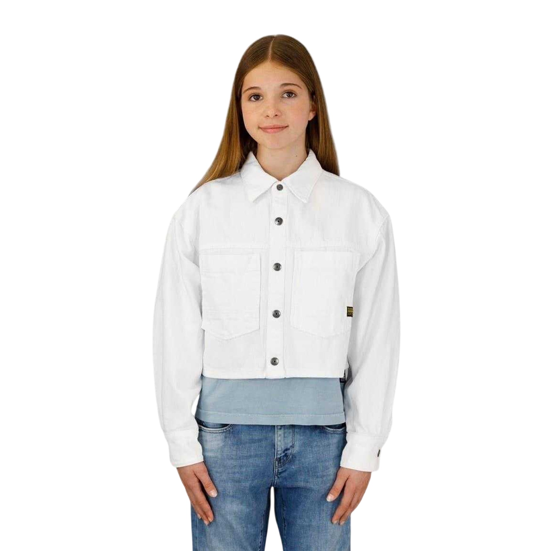 White - Front - G-Star Girls Denim Cropped Jacket