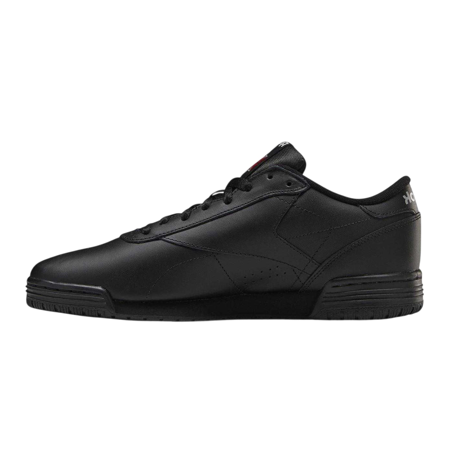 Black-Silver - Side - Reebok Mens Exofit Leather Low Trainers