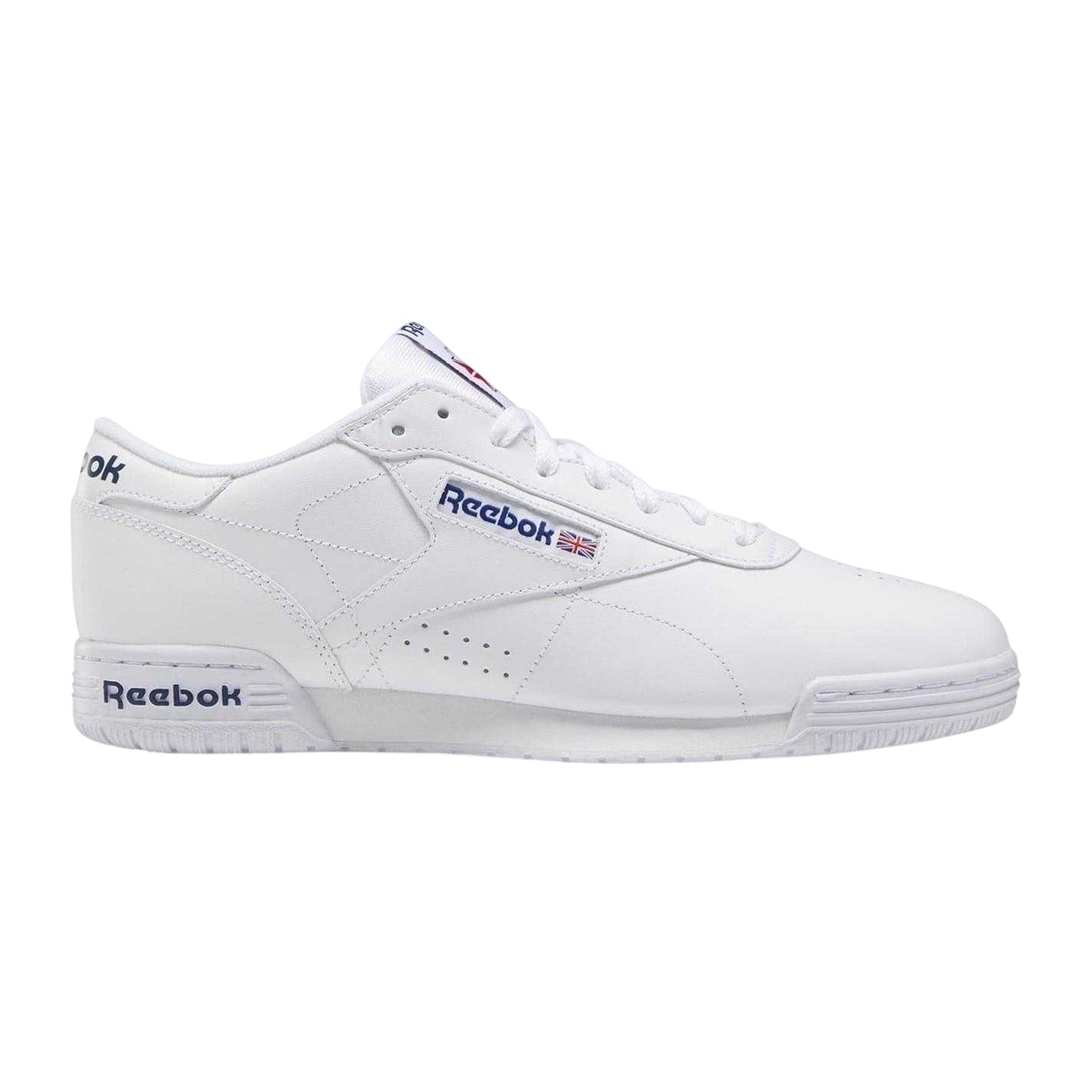 White-Royal Blue - Front - Reebok Mens Exofit Leather Low Trainers