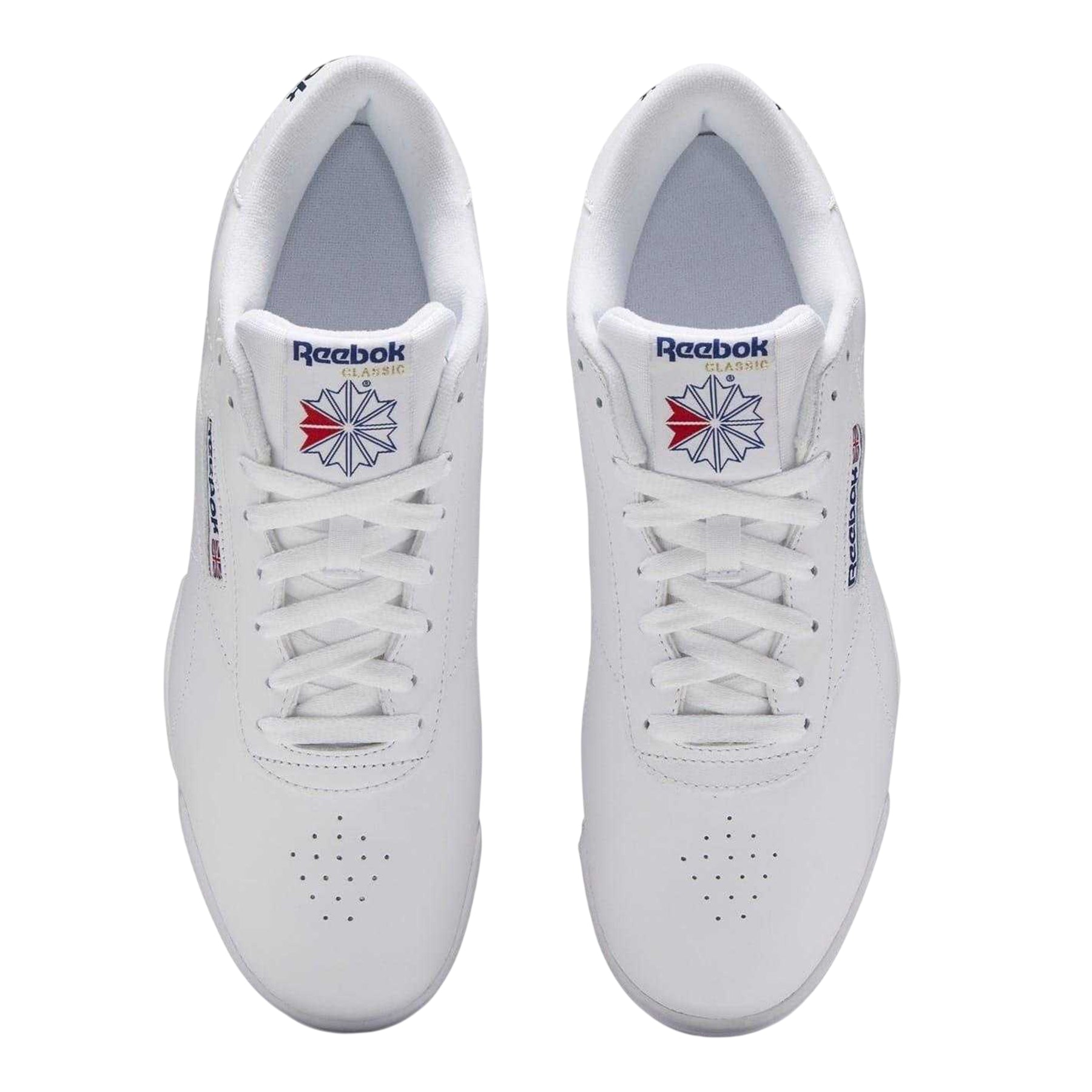 White-Royal Blue - Side - Reebok Mens Exofit Leather Low Trainers