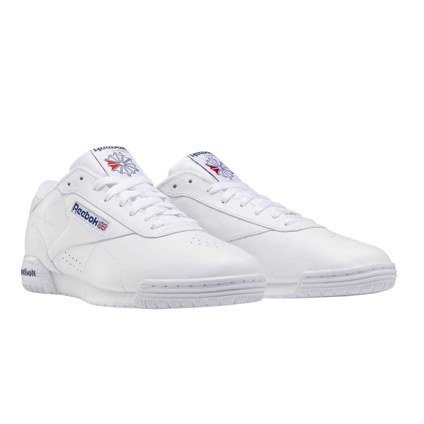 White-Royal Blue - Lifestyle - Reebok Mens Exofit Leather Low Trainers