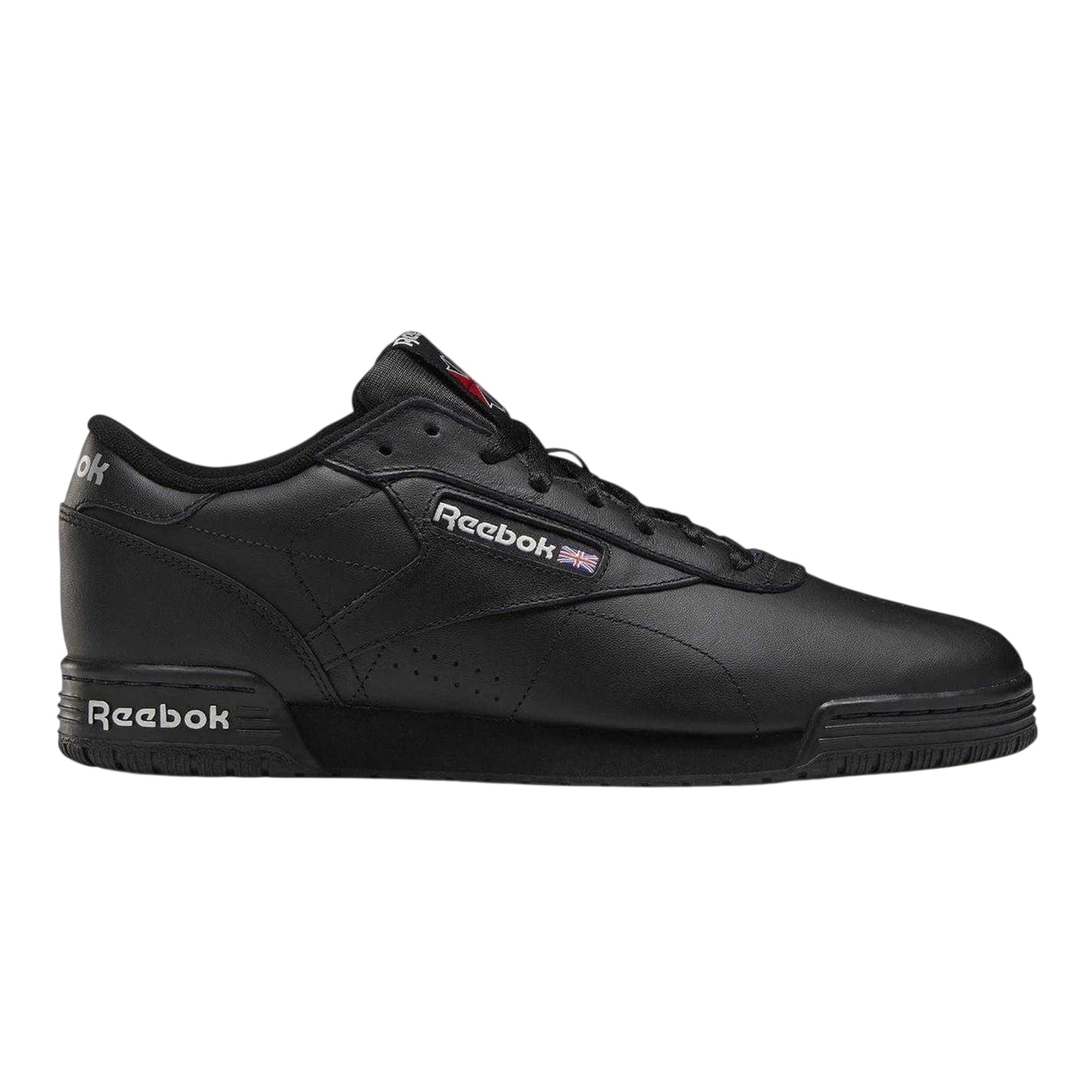 Black-Silver - Front - Reebok Mens Exofit Leather Low Trainers