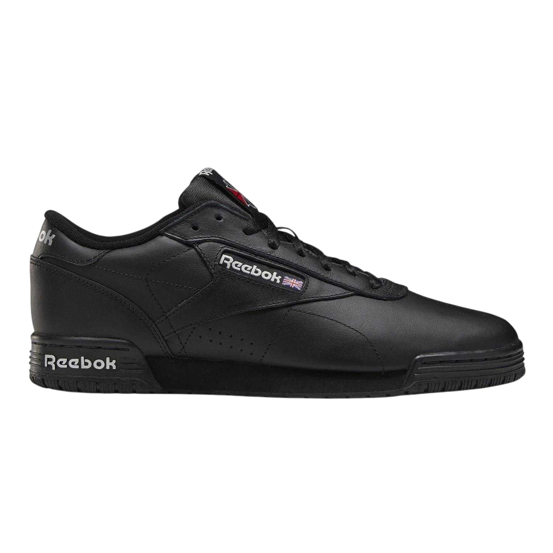 Black-Silver - Front - Reebok Mens Exofit Leather Low Trainers