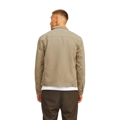 Khaki - Back - Jack And Jones Mens Sherpa Denim Jacket