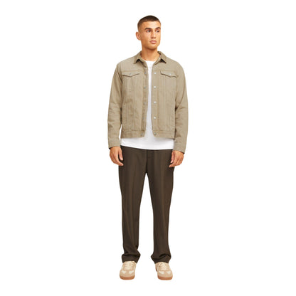 Khaki - Pack Shot - Jack And Jones Mens Sherpa Denim Jacket