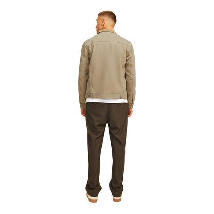 Khaki - Close up - Jack And Jones Mens Sherpa Denim Jacket