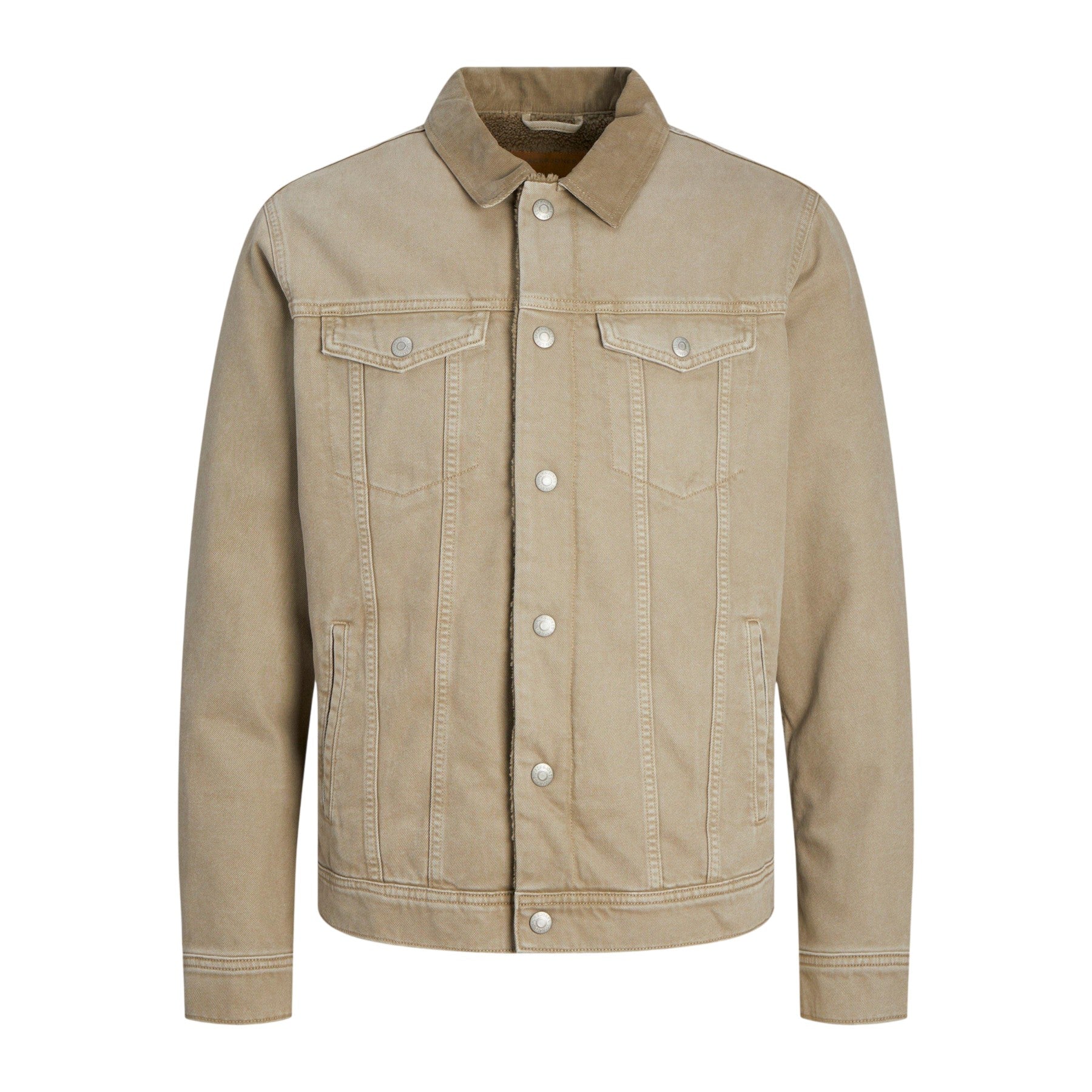 Khaki - Front - Jack And Jones Mens Sherpa Denim Jacket