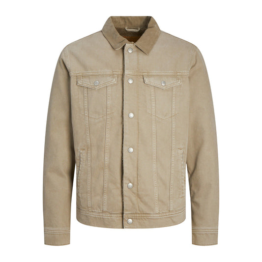 Khaki - Front - Jack And Jones Mens Sherpa Denim Jacket