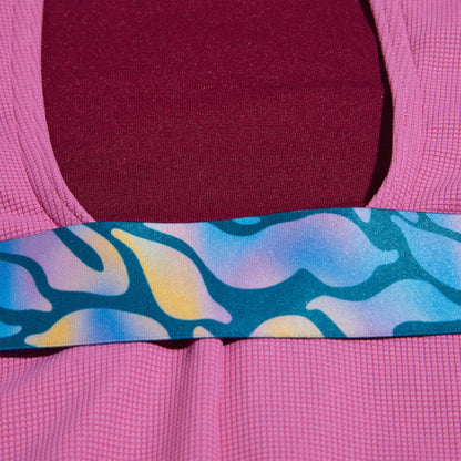 Pink - Back - Speedo Womens-Ladies Belted U-Back One Piece Swimsuit