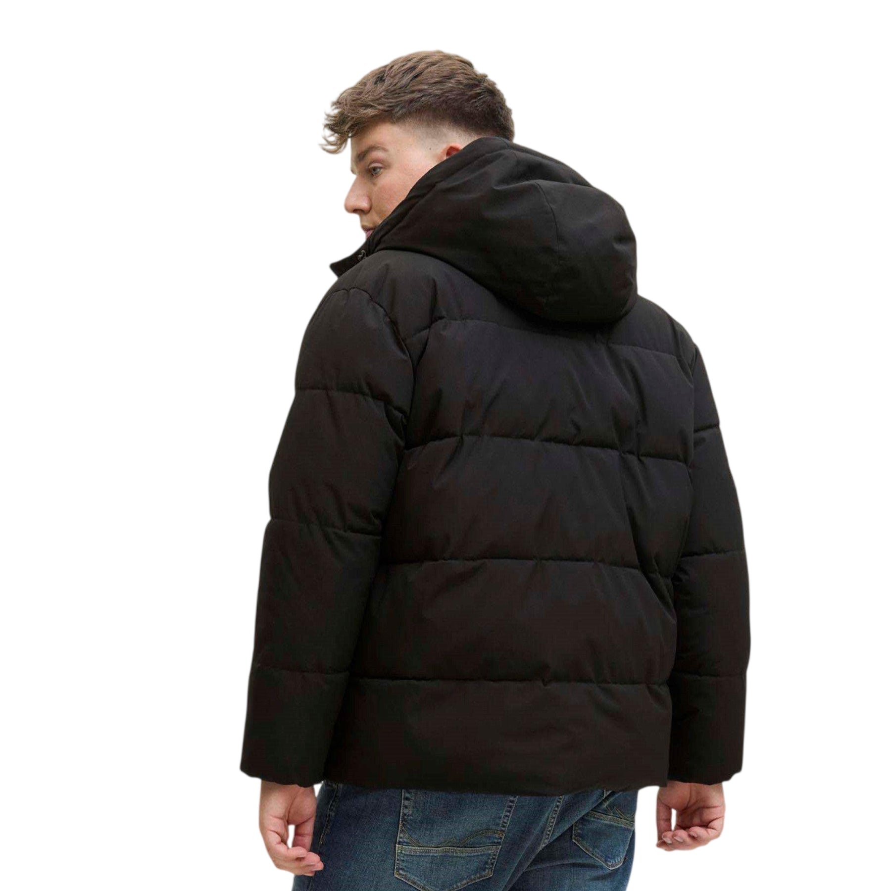 Black - Back - Jack And Jones Mens Global Polyester Puffer Jacket