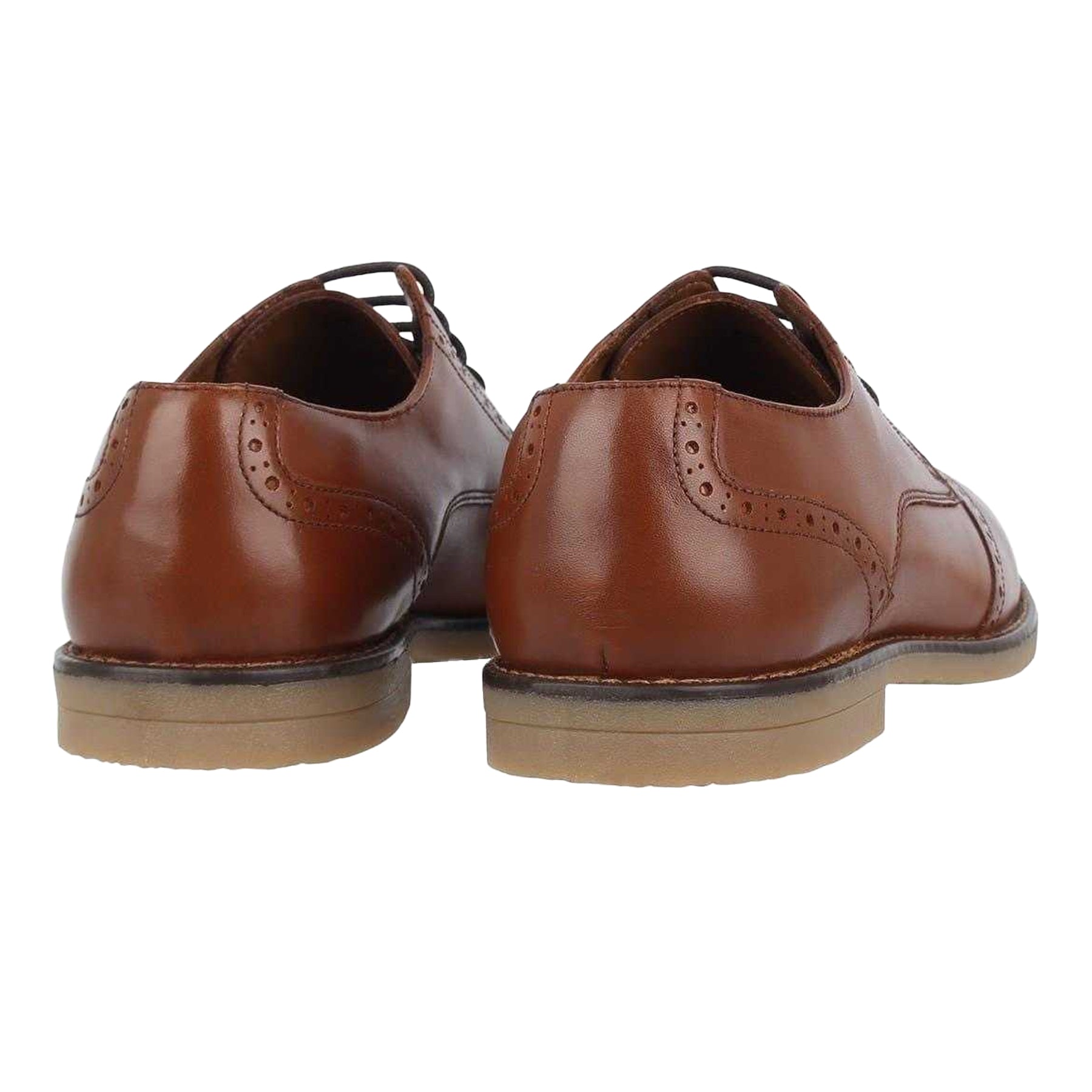 Brown - Back - Firetrap Mens Leather Lace Up Brogues