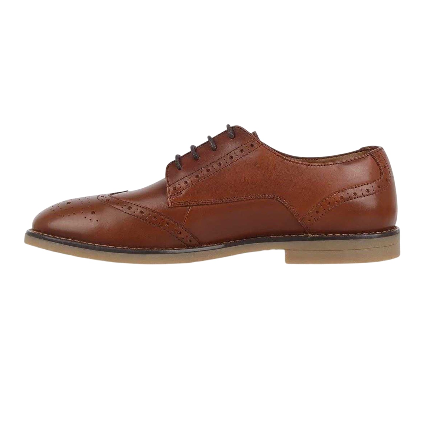 Brown - Side - Firetrap Mens Leather Lace Up Brogues