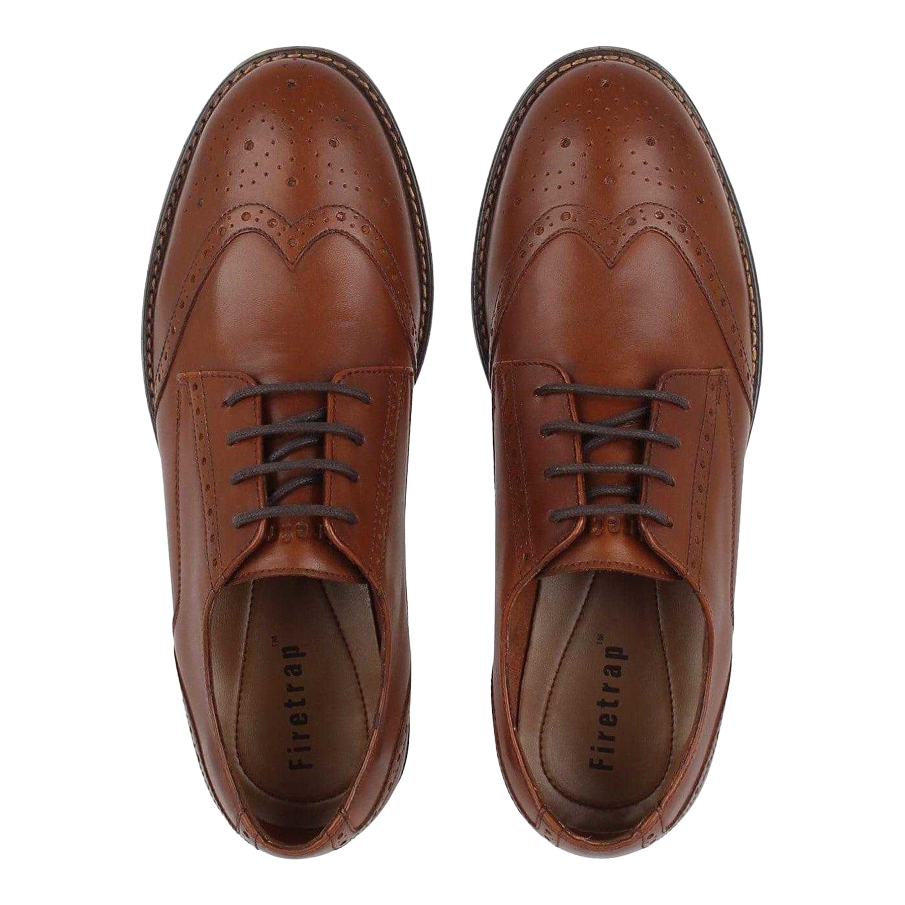Brown - Lifestyle - Firetrap Mens Leather Lace Up Brogues