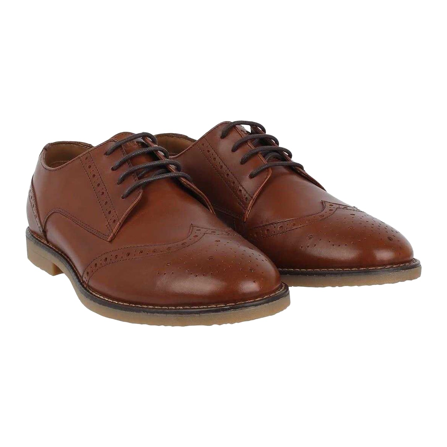 Brown - Pack Shot - Firetrap Mens Leather Lace Up Brogues