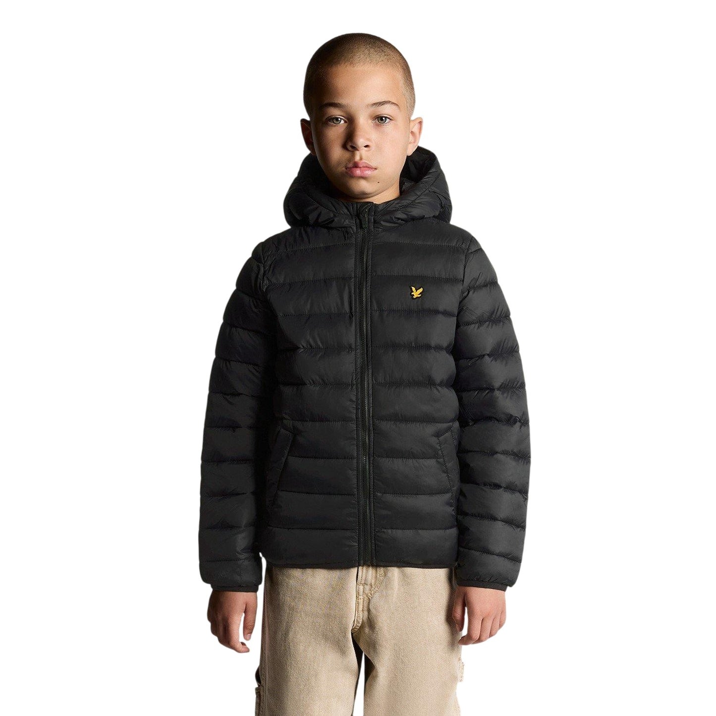 Jet Black - Side - Lyle & Scott Childrens-Kids Pac A Mac Puffer Jacket