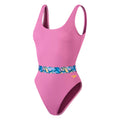 Pink - Front - Speedo Womens-Ladies Belted U-Back One Piece Swimsuit