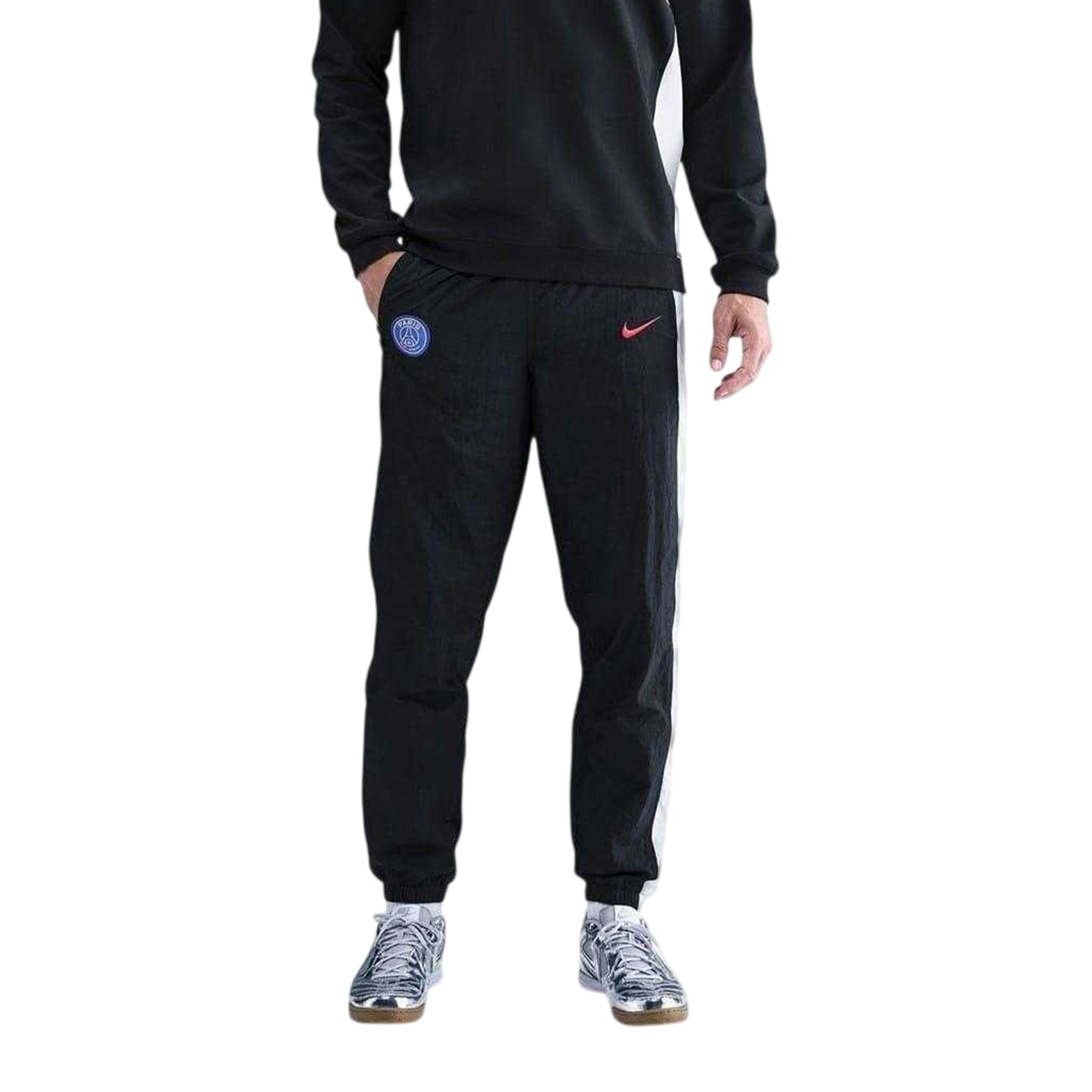 Black-White - Front - Paris Saint Germain FC Mens Nike Tracksuit Bottoms