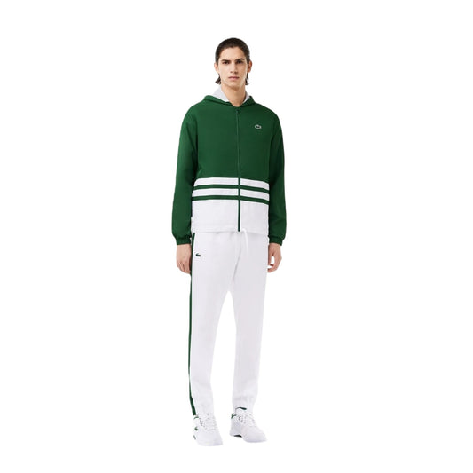 Green-White - Front - Lacoste Mens Colour Block Polyester Tracksuit Set