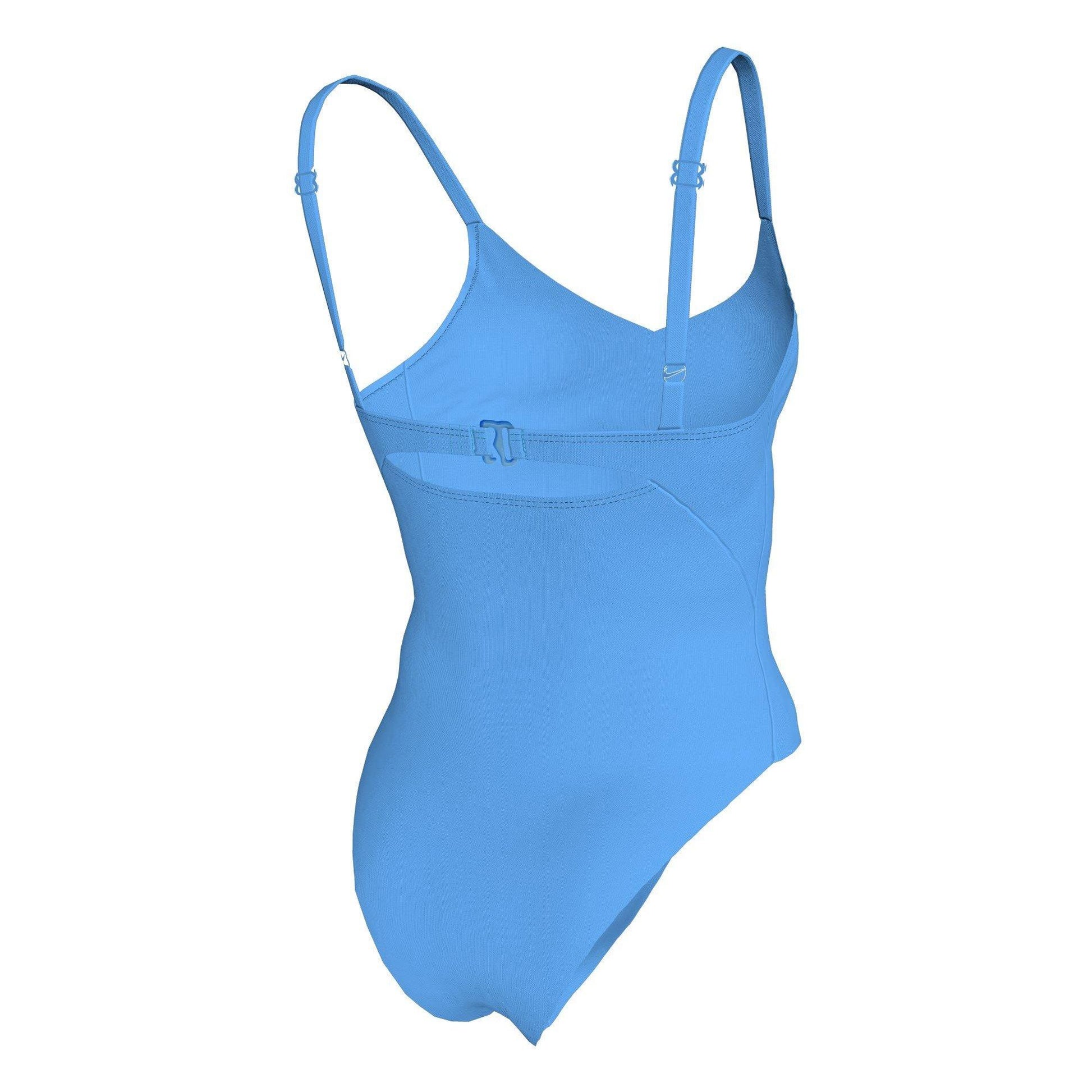 Blue - Back - Nike Womens-Ladies V Neck One Piece Swimsuit