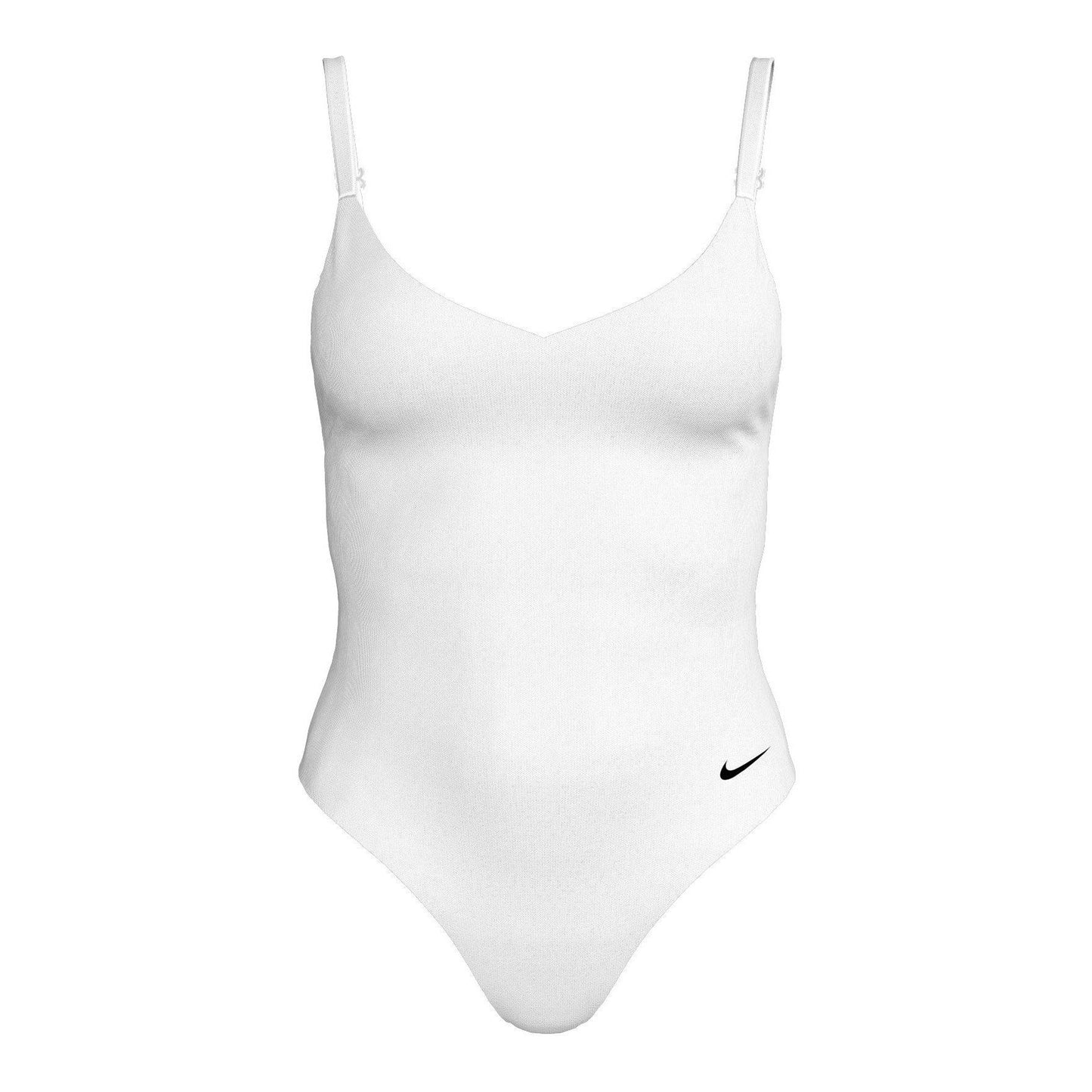 White - Front - Nike Womens-Ladies V Neck One Piece Swimsuit
