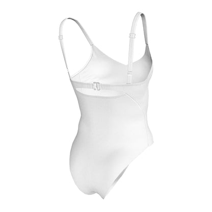 White - Back - Nike Womens-Ladies V Neck One Piece Swimsuit