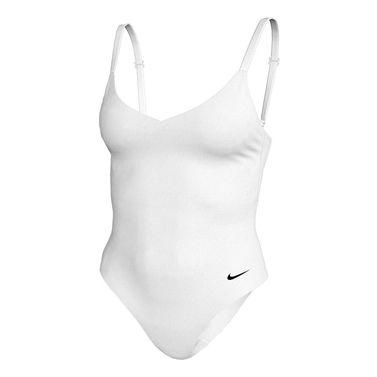 White - Side - Nike Womens-Ladies V Neck One Piece Swimsuit