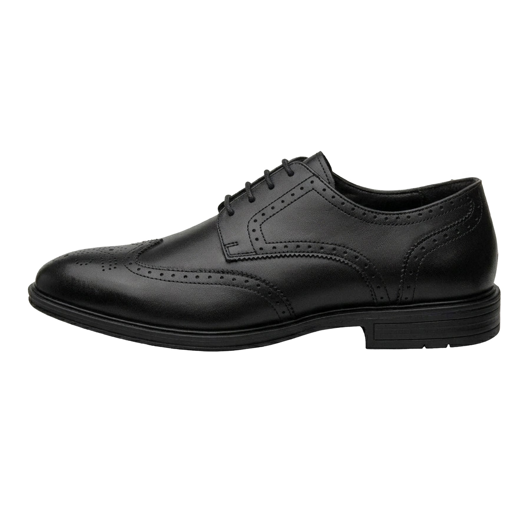 Black - Side - Lotus Shoes Mens Leather Low Heel Brogues