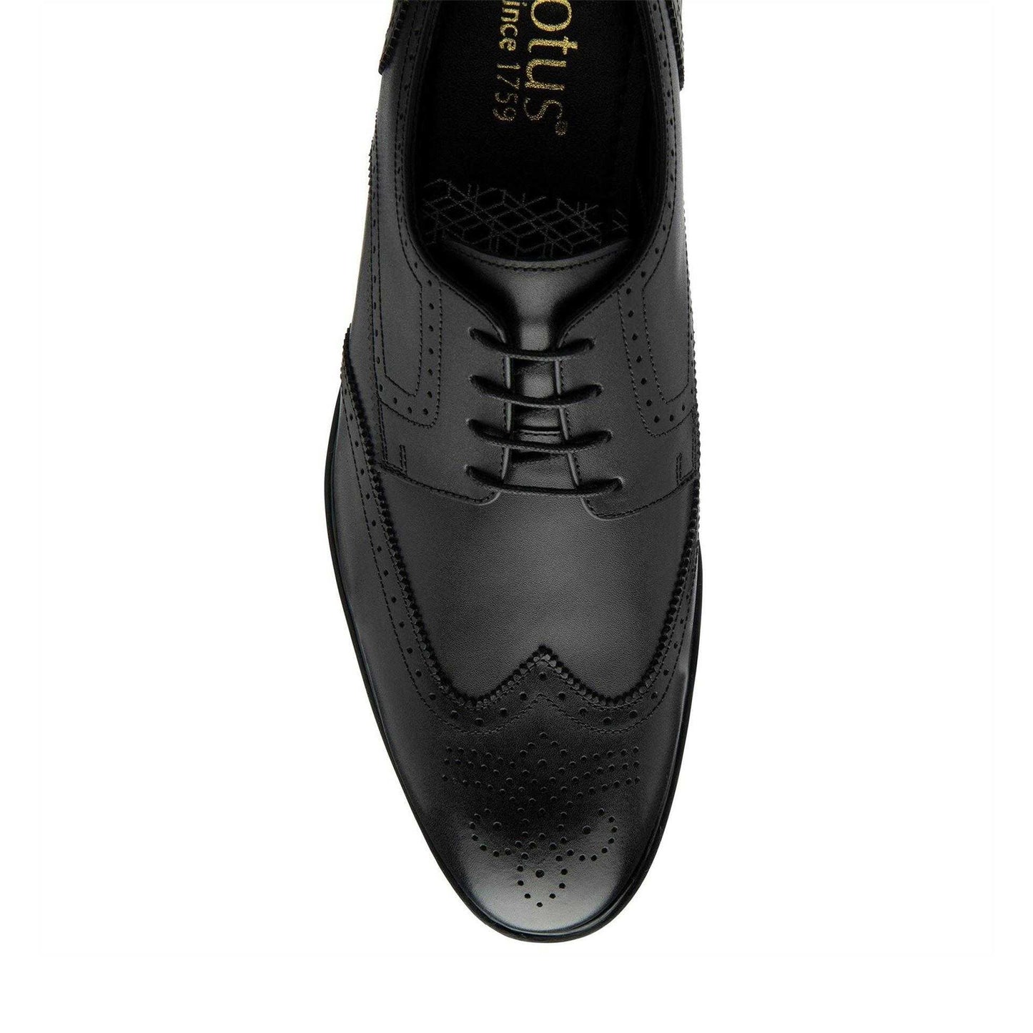 Black - Lifestyle - Lotus Shoes Mens Leather Low Heel Brogues