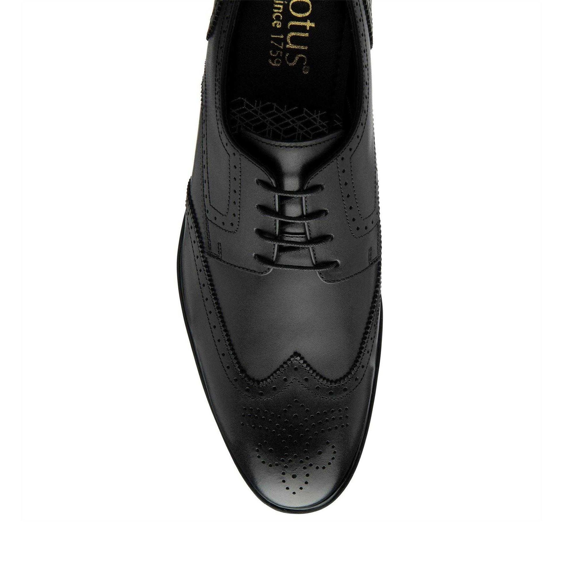 Black - Lifestyle - Lotus Shoes Mens Leather Low Heel Brogues