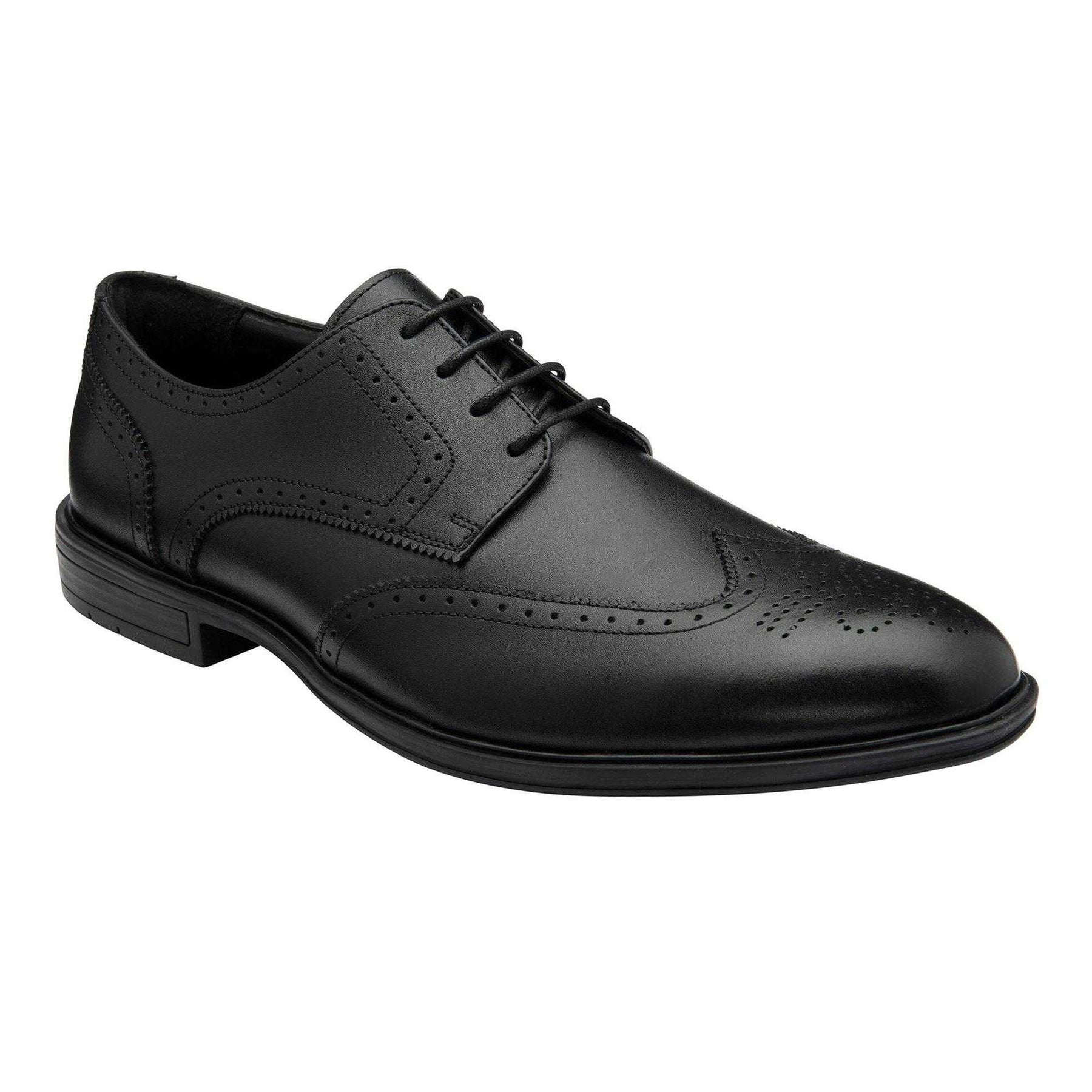 Black - Pack Shot - Lotus Shoes Mens Leather Low Heel Brogues