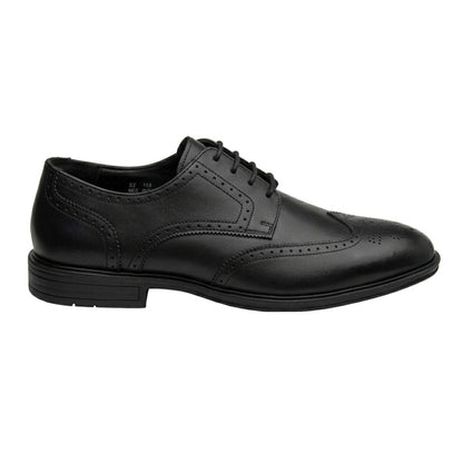 Black - Front - Lotus Shoes Mens Leather Low Heel Brogues