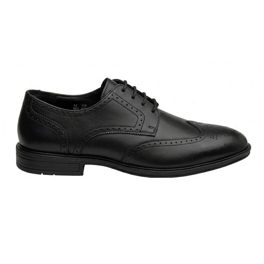 Black - Front - Lotus Shoes Mens Leather Low Heel Brogues