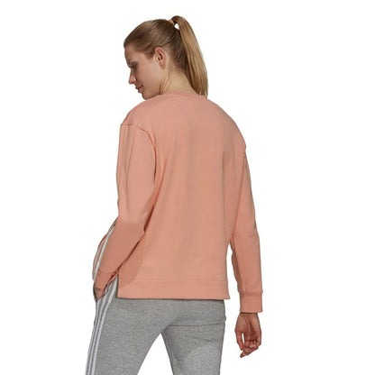 Pink - Back - Adidas Womens-Ladies Essentials Triple Stripe Relaxed Fit Sweatshirt