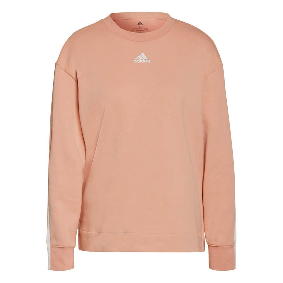 Pink - Front - Adidas Womens-Ladies Essentials Triple Stripe Relaxed Fit Sweatshirt