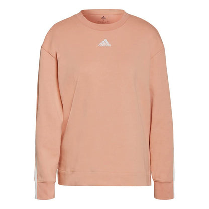 Pink - Front - Adidas Womens-Ladies Essentials Triple Stripe Relaxed Fit Sweatshirt