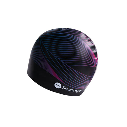 Black-Pink-Blue Print - Lifestyle - Slazenger Childrens-Kids Logo Swim Cap