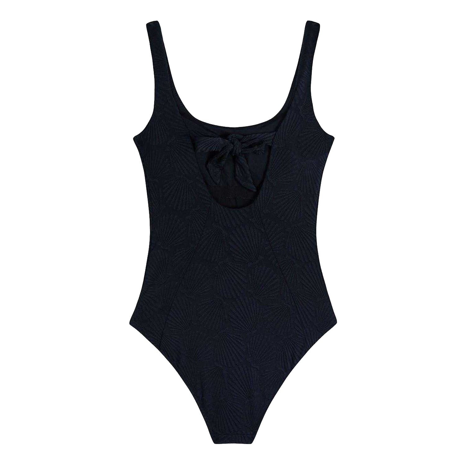 Black - Back - Chelsea Peers Womens-Ladies Textured Sweetheart One Piece Swimsuit