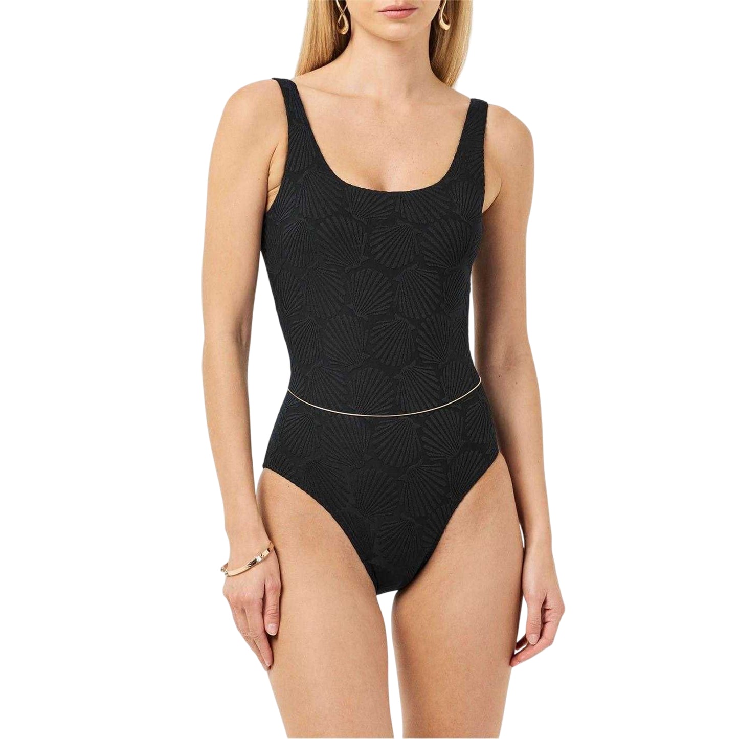 Black - Side - Chelsea Peers Womens-Ladies Textured Sweetheart One Piece Swimsuit